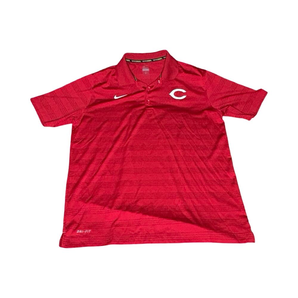 Nike Dri-FIT Cincinnati Reds Red Striped Polo Shirt - Mens XL